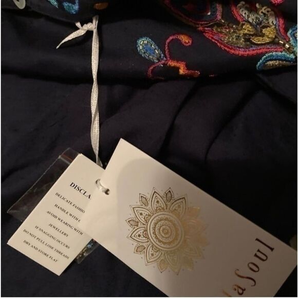 LulaSoul Floral Embroidered Halter Midi Dress! Size X - Picture 11 of 11